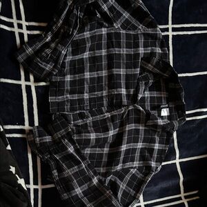 H&M Black and White Plaid Crop Top